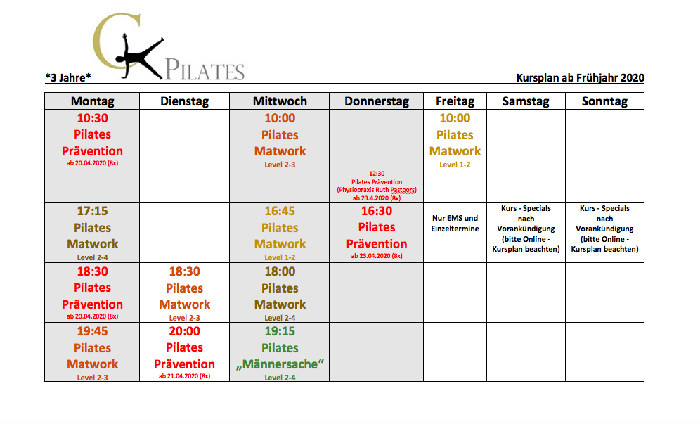 Aktuelle Kurse In Krefeld Forstwald - Kursplan Pilates